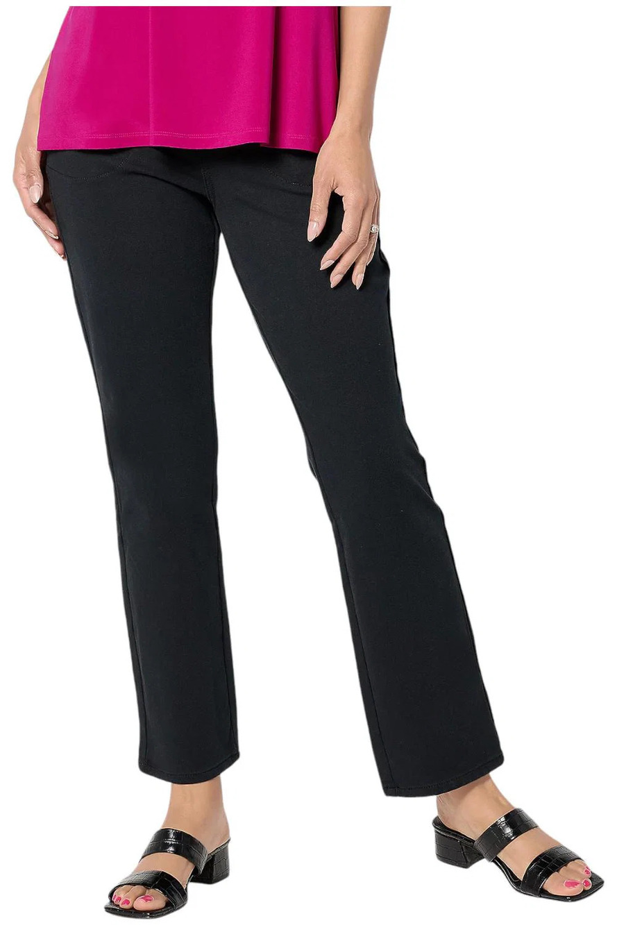 Quacker Factory Women's DreamJeannes Straight Leg Ankle Jeans Black - Regular